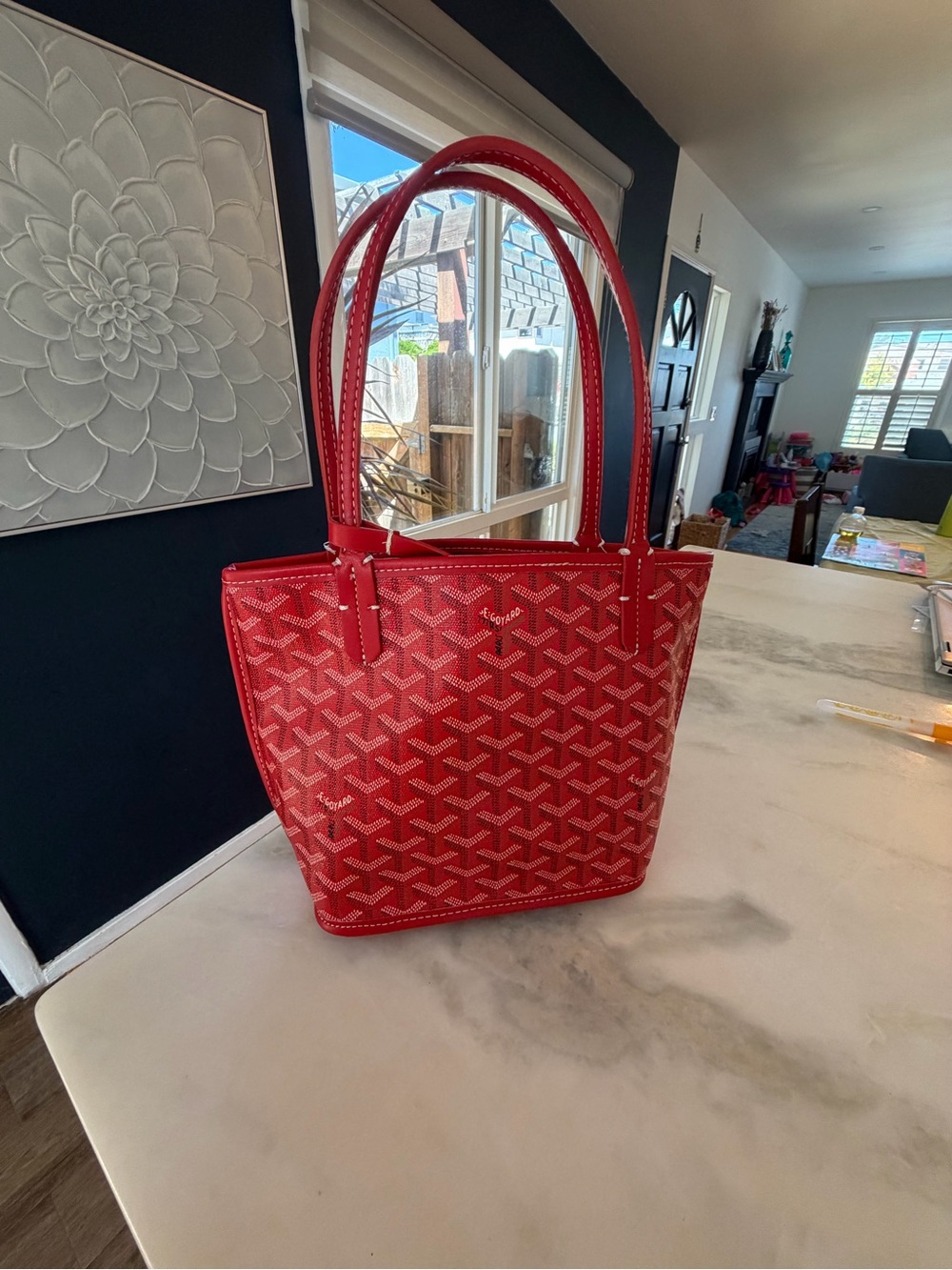 Red Patterned Tote Bag - Designer Style